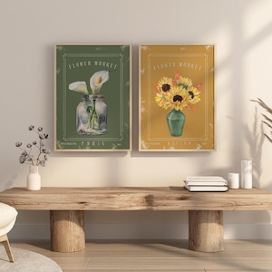 16 Floral Market Bundle, Colorful Flower Poster Set, Printable Wall Art Bundle for Flower Lovers, Aesthetic Gallery Wall Flower Market Art