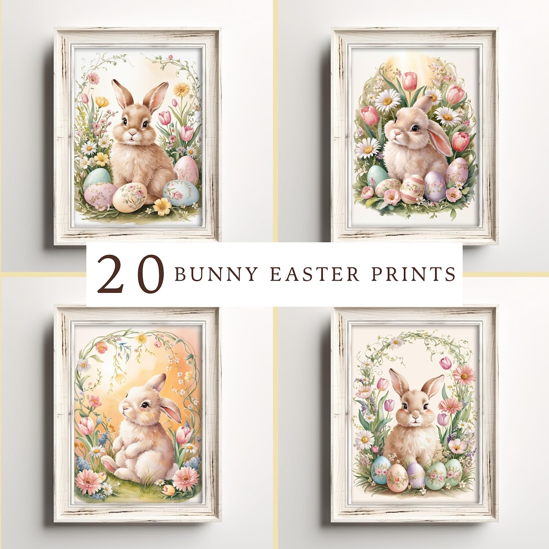 Watercolor Bunny PNG Bundle: Spring Floral Clipart (digital Download ...