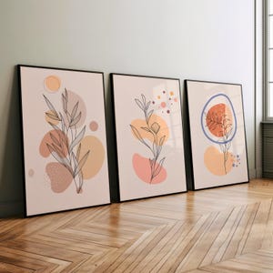 Set of 3 Floral Prints: Boho Botanical Wall Art (Digital Download)