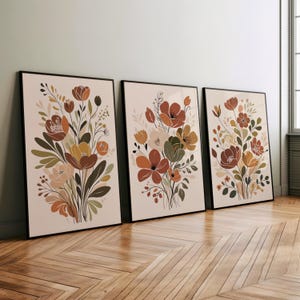 Boho Floral Print Set: Earth Tone Botanical Art (Digital Download)