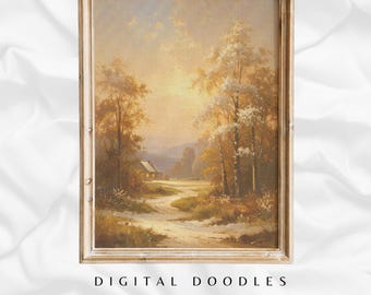 Arte de parede rústica para imprimir, estilo cottagecore vintage, pintura a óleo antiga.