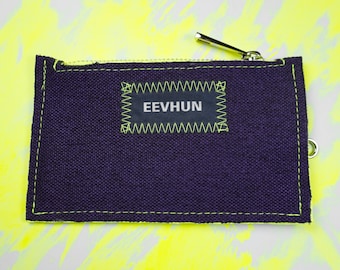 Purple Wallet | Handmade Compact Fabric Wallet, Small Zip Coin Purse, Upholstery Fabric Clip-On Wallet, Sustainable Gift for Her, Upcycled