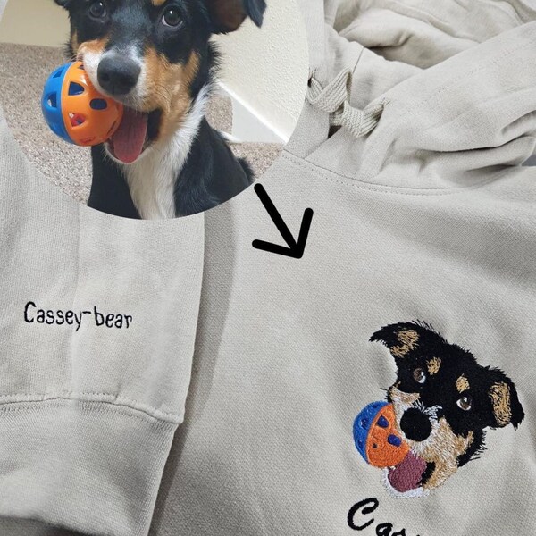 Custom 'Your Pet' Portrait embroidered Sweatshirt/Hoodie - Personalized from your photograph.