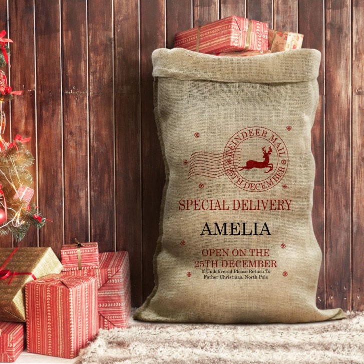 Personalised Large Hessian Gift Sack santa Sack Special Etsy UK