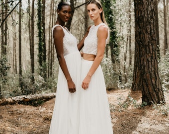 Jupe de mariée en tulle longueur maxi au sol blanc