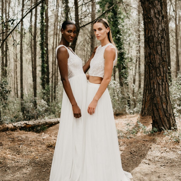 Bridal tulle skirt maxi floor length white