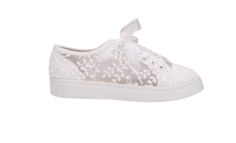 Bridal shoes sneakers white/ivory with lace image 2