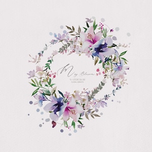 Floral Wreath Border-Premade Wreath-Wreath Clipart-Wildflower Wreath Clip Art- Watercolor Floral Clipart-Digital Clipart-Floral Arrangement