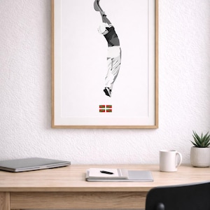 Affiche artistique | Joueur de pelote basque | Sport basque | Illustration basque | Art mural numérique | Sport basque | Cesta Punta