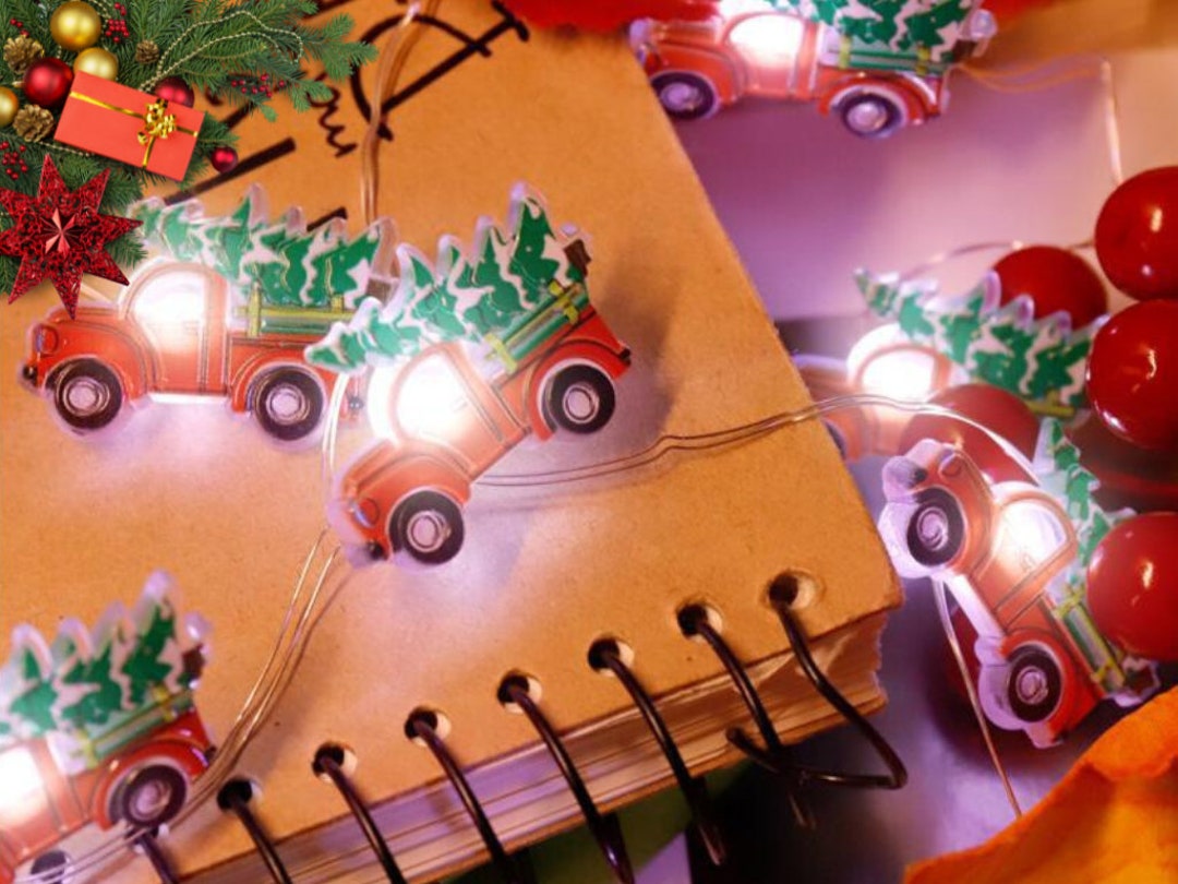 LED Christmas Light Strings Red Christmas Truck Santa Etsy