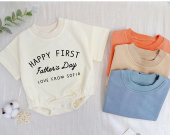 Custom Happy 1st Father's Day Baby Romper|Daddy's Bestie Baby Onesie|Baby Retro Baby Bodysuit|Daddy's Son Bubble Romper|I Love Dad Toddler