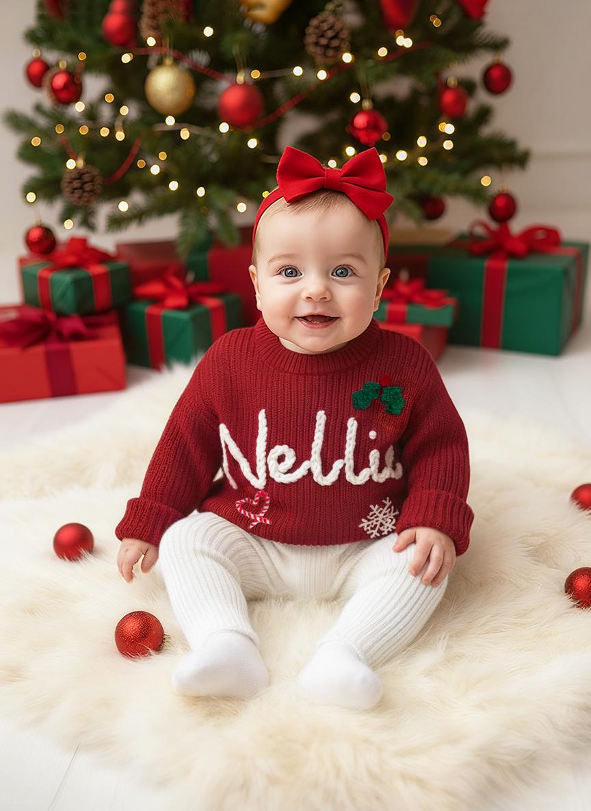 Baby Weihnachtsoutfit 2-teilig – Langarm Pullover & Hose, Gr. 0-6 Bis 2-3 Jahre, Mit Weihnachtsmotiven