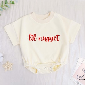 Little Nugget Baby Tshirt|Chicken Nugget Baby Romper|Pregnancy Announcement|Funny Baby Shower Gift|Snack Romper|Chicken Nugget Shirt