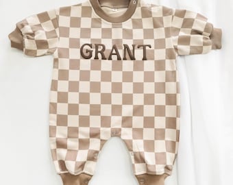 Personalized Baby Name Romper, Puff Print Baby Romper, Baby Announcement, Newborn Gift, Birthday Gift, Baby Shower Gift,Baby Christmas Gift