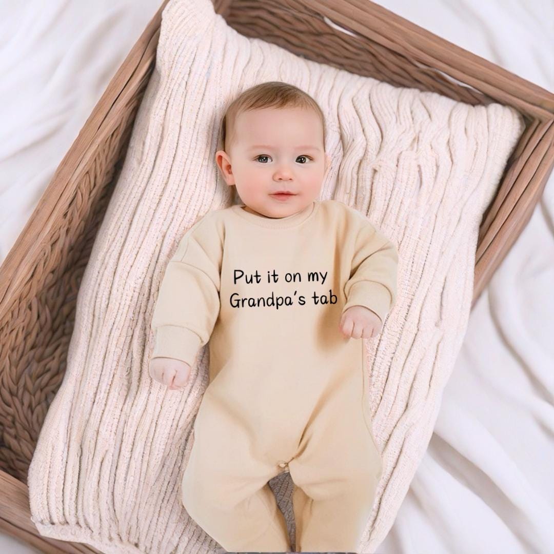 Put It on My Grandpa's Tab Romper|funny Baby Shirt|promoted to