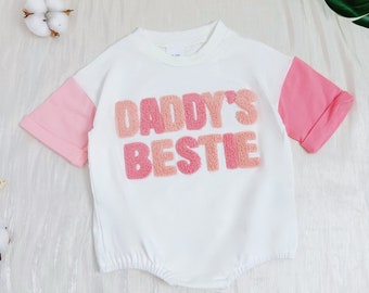 Daddy's Bestie Baby Bodysuit|Baby Retro Baby Bodysuit|Daddy's Girl Bubble Romper Sweatshirt|Baby Shower Gift|I Love Dad Toddler Pullover