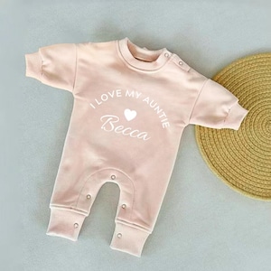 Spersonalizowane body niemowlęce z polaru I Love My Auntie|Ubranka dla niemowląt dla ciotki|Prezenty dla siostrzenicy od ciotki|Kombinezon dla dziecka|Prezent na baby shower|Moja ciocia mnie kocha