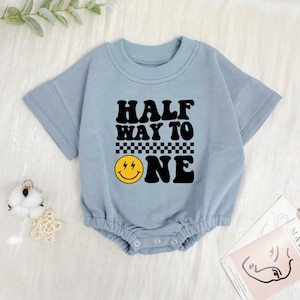 Auf halbem Weg zu einer glücklichen Dude-Blase|Baby 1/2 Geburtstag T-Shirt|Cake Smash Outfit|Geschenk von Tante|1st Geburtstag|Babyparty|Baby offenbaren|Nach Hause kommen