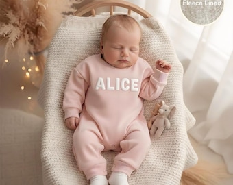 Puff Print Baby Long-sleeve Romper,  Baby Name Romper, Baby Shower Gift, Newborn Gift, Birthday Gift, Baby Announcement, Baby Christmas Gift