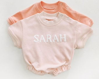 Puff Name Short Sleeve Romper, Personalized Bubble Romper, Baby Shower Gift, Baby Photo Outfit, Newborn Outfit, Birthday Christmas Gift