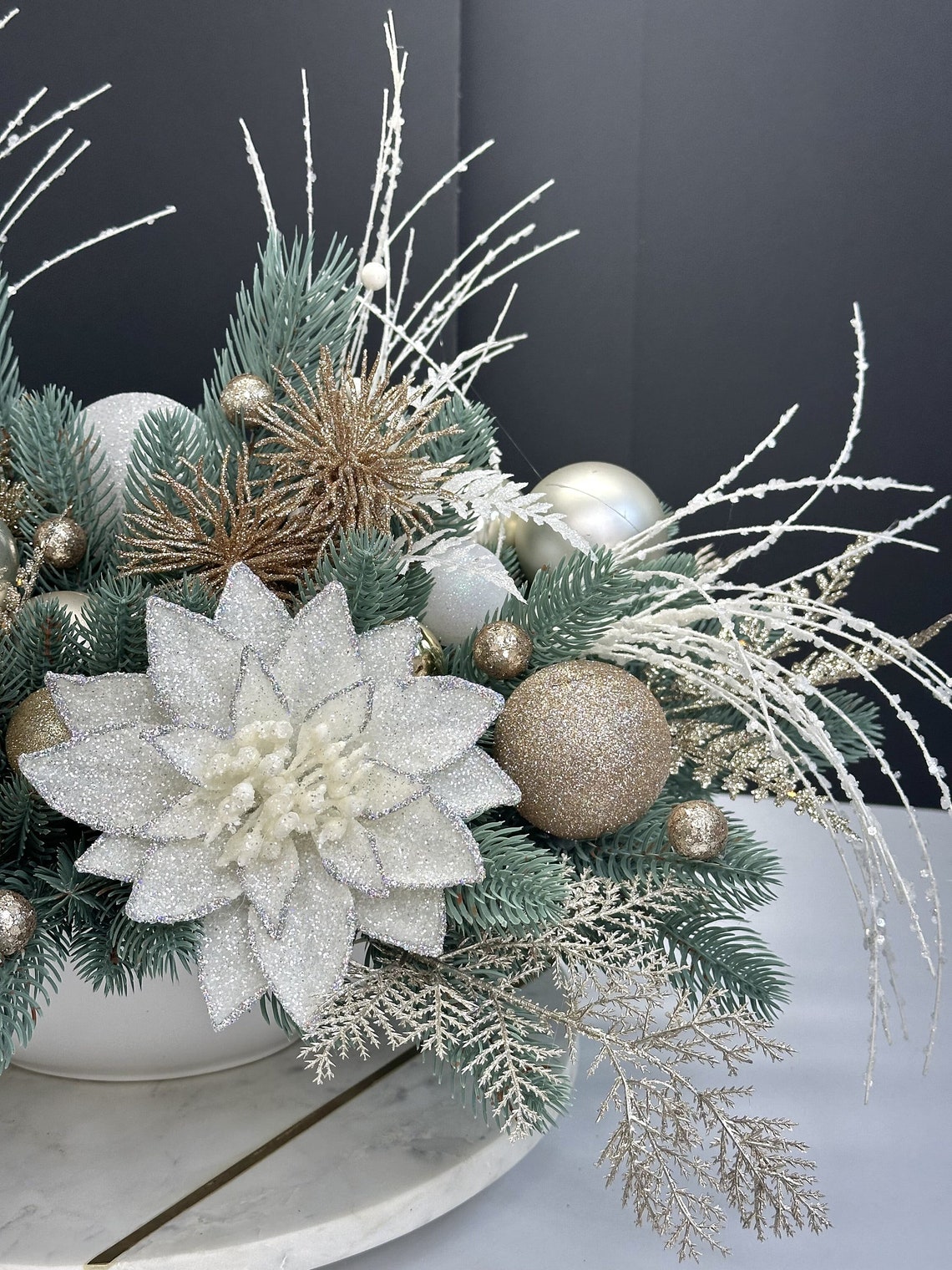 Christmas Decor Centerpiece / Christmas Arrangement Made of High