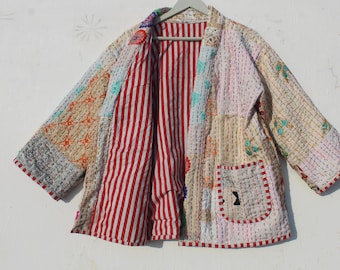 Vintage Jacket, Reversible Kantha Jacket, Indian Handmade Kantha Jacket, Vintage Kantha Coat, Winter Kantha Jacket,Kantha Coat,Boho jacket.