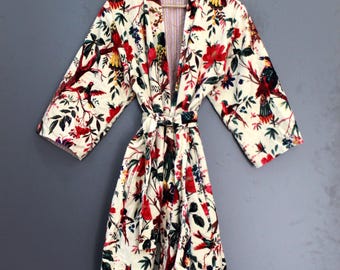 Luxe katoenen fluwelen huisbadjas, fluwelen katoenen kimono, bruidsmeisjes winterbadjas dames heren cadeau omkeerbare jas, trouwbadjas.