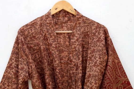 Vintage Silk sari kimono Robes ! recycled silk sa… - image 7
