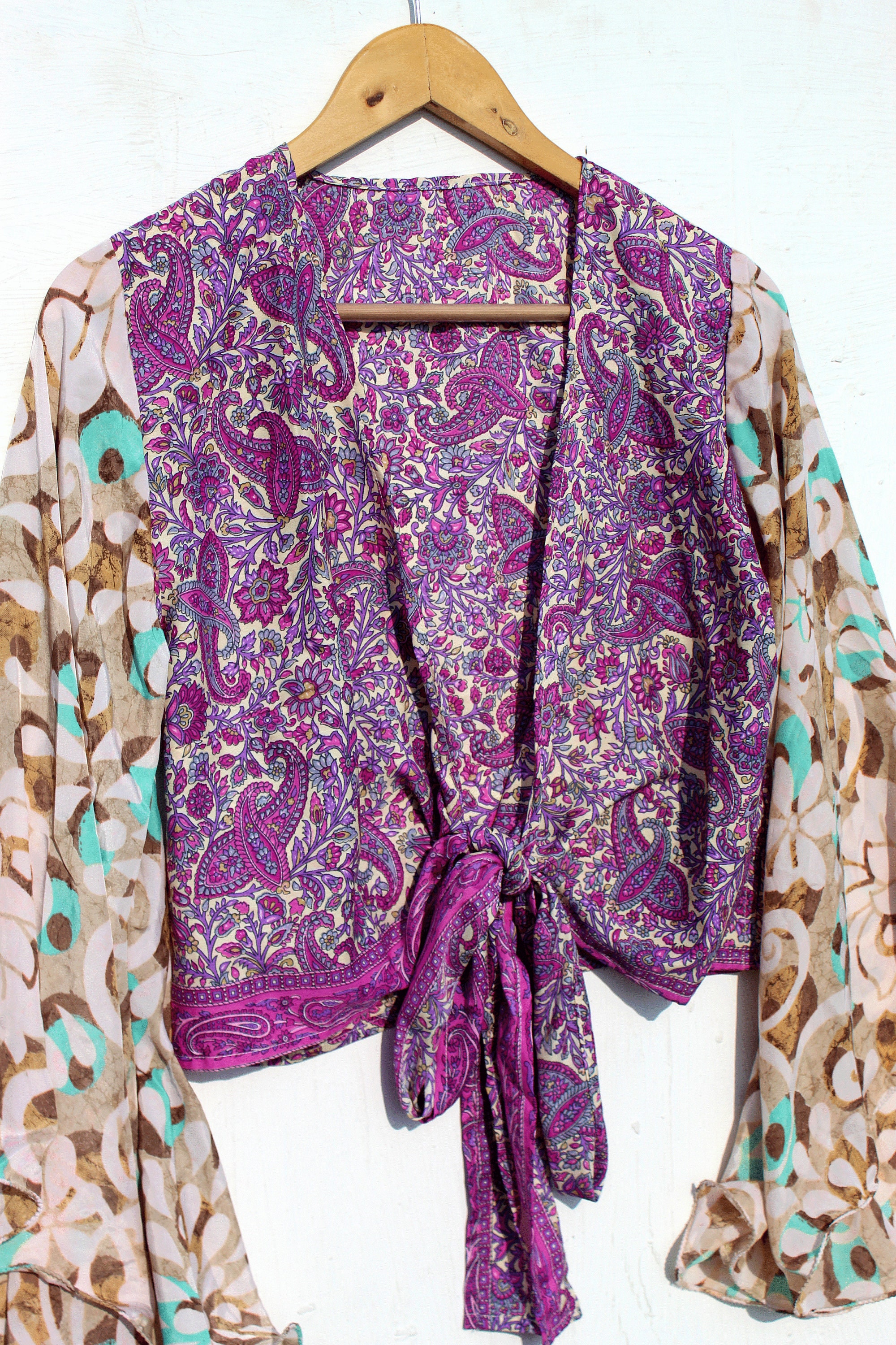 Junebug Magenta Bell Sleeve Tied Top