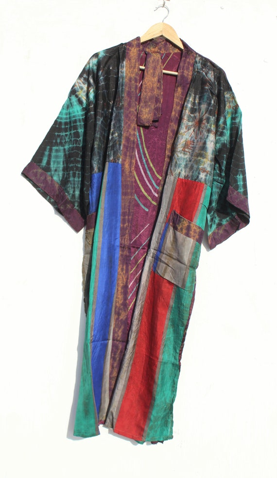 Bohemian Silk Kimono, Tie Dye Silk Kimono, Tie Dy… - image 3