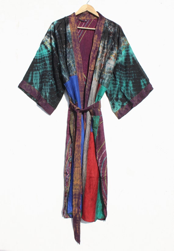 Bohemian Silk Kimono, Tie Dye Silk Kimono, Tie Dy… - image 2
