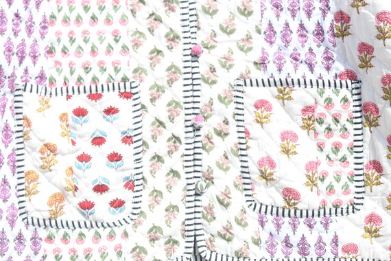 Handmade Patchwork Jacket, Hand Stitched Cotton P… - image 8