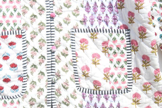 Handmade Patchwork Jacket, Hand Stitched Cotton P… - image 5