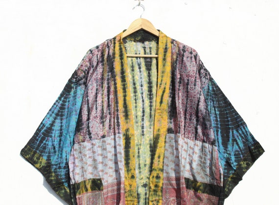Bohemian Silk Kimono, Tie Dye Silk Kimono, Tie Dy… - image 5