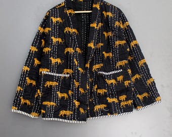 Vintage jas, omkeerbare Kantha-jas, handgemaakte Indiase Kantha-jas, vintage Kantha-jas, winter Kantha-jas, Kantha-jas, boho-jas.
