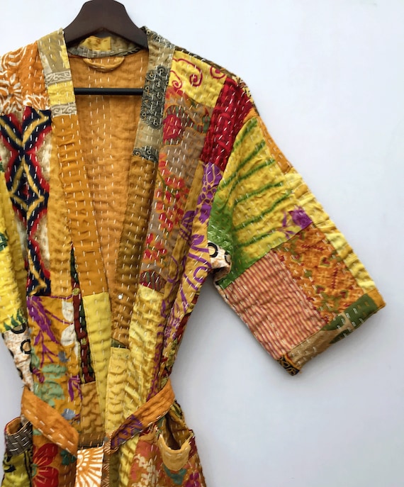 Patchwork silk jacket,silk dressing gown,boho jac… - image 1