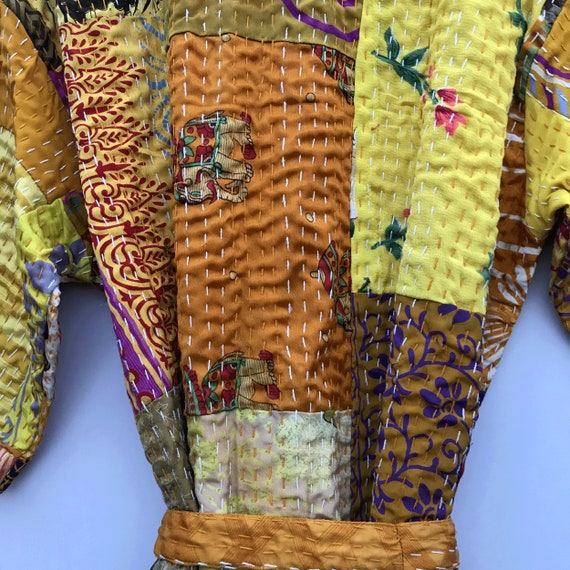 Patchwork silk jacket,silk dressing gown,boho jac… - image 7