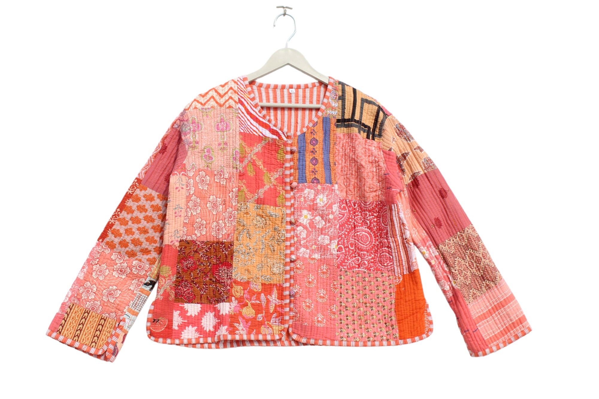 Patchwork Quilted Jackets Reversible Quilt Jacket, Stripe
