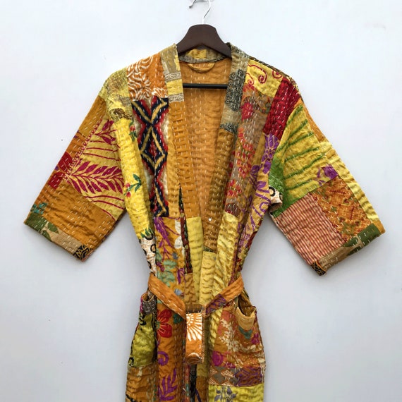 Patchwork silk jacket,silk dressing gown,boho jac… - image 5