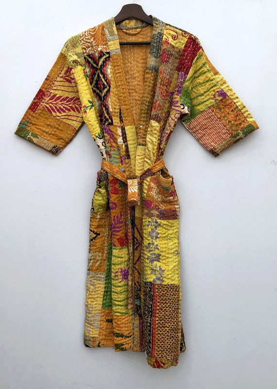 Patchwork silk jacket,silk dressing gown,boho jac… - image 2