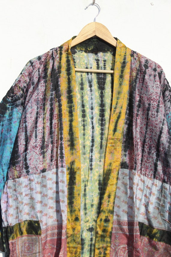 Bohemian Silk Kimono, Tie Dye Silk Kimono, Tie Dy… - image 3