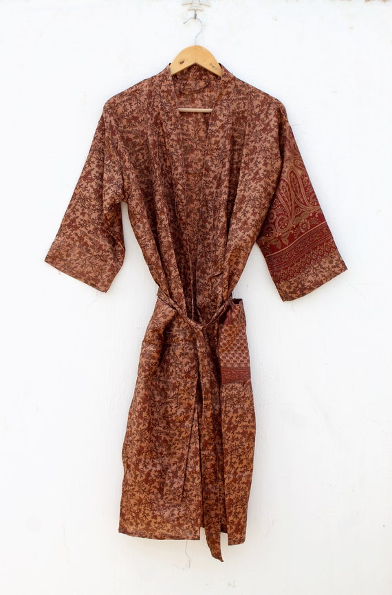 Vintage Silk sari kimono Robes ! recycled silk sa… - image 3