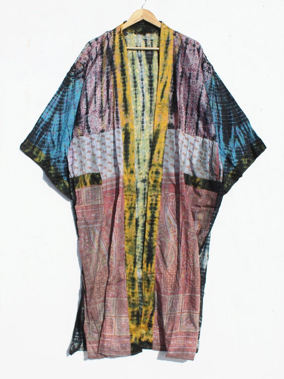 Bohemian Silk Kimono, Tie Dye Silk Kimono, Tie Dy… - image 4