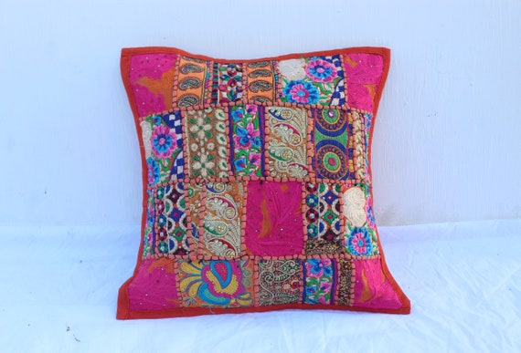Assorted Sari Patchwork Cushion cover Embroidered Patchwork Pillow Cover,Sari Cushion Cover,Decorative Throw Pillow,Patchwork cushion cover