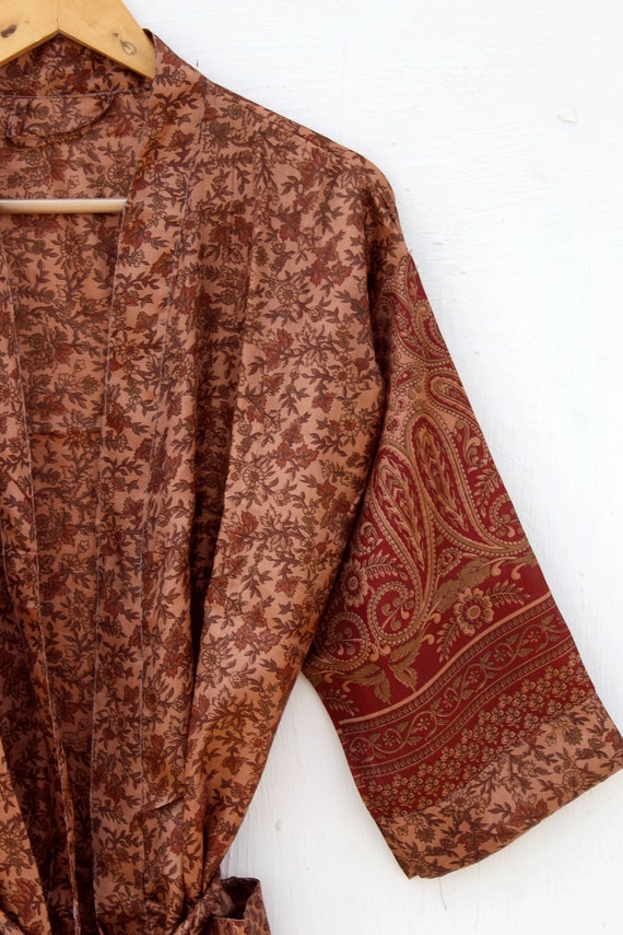 Vintage Silk sari kimono Robes ! recycled silk sa… - image 5