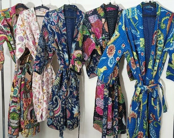 Wholesale Cotton Indian Wholesale Lot Handmade Kantha Stitch,Robe, Kimono,Bath Robe,Swim Wear,Night Wear Dressing Gown,kantha dressing gown