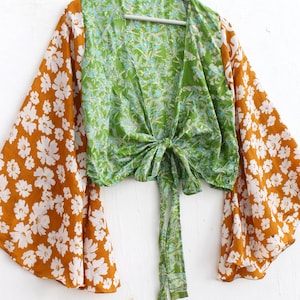 Wrap Top, Boho Tie Top, Boho Bell Sleeve Top, Taille Plus, Blouse Fairy Core Wrap, Hippie Tops, Summer Retro Top, Festival Fashion