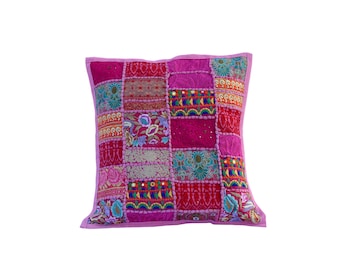 Boho cushion cover Indian pillows | colorful, decorative pillow case for bohemian decor patchwork pillow hippie cushion COVER