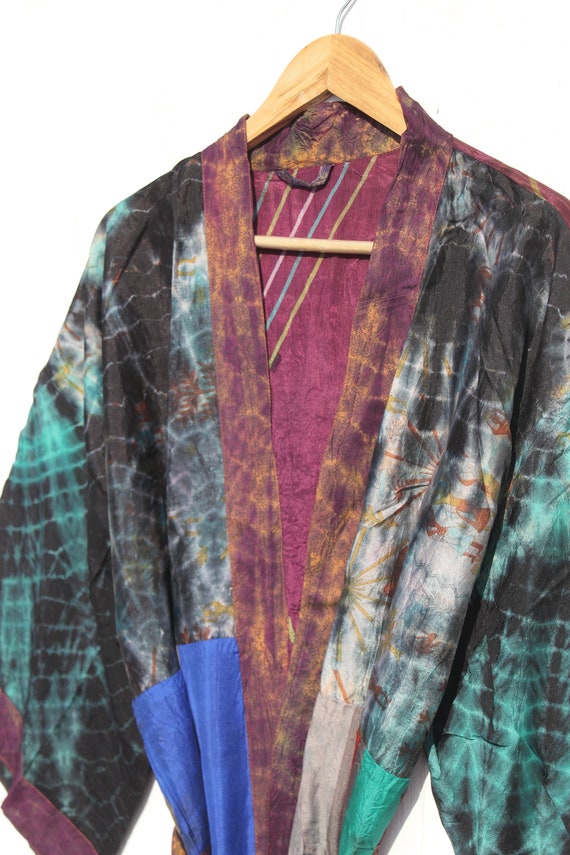 Bohemian Silk Kimono, Tie Dye Silk Kimono, Tie Dy… - image 6