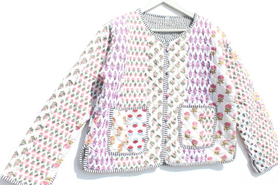 Handmade Patchwork Jacket, Hand Stitched Cotton P… - image 9
